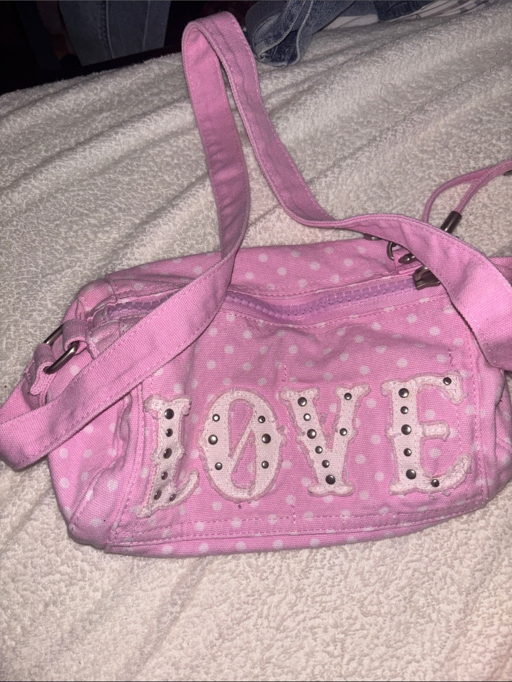 PINK Victoria's Secret Pink Polka Dot 'LOVE' Crossbody Bag